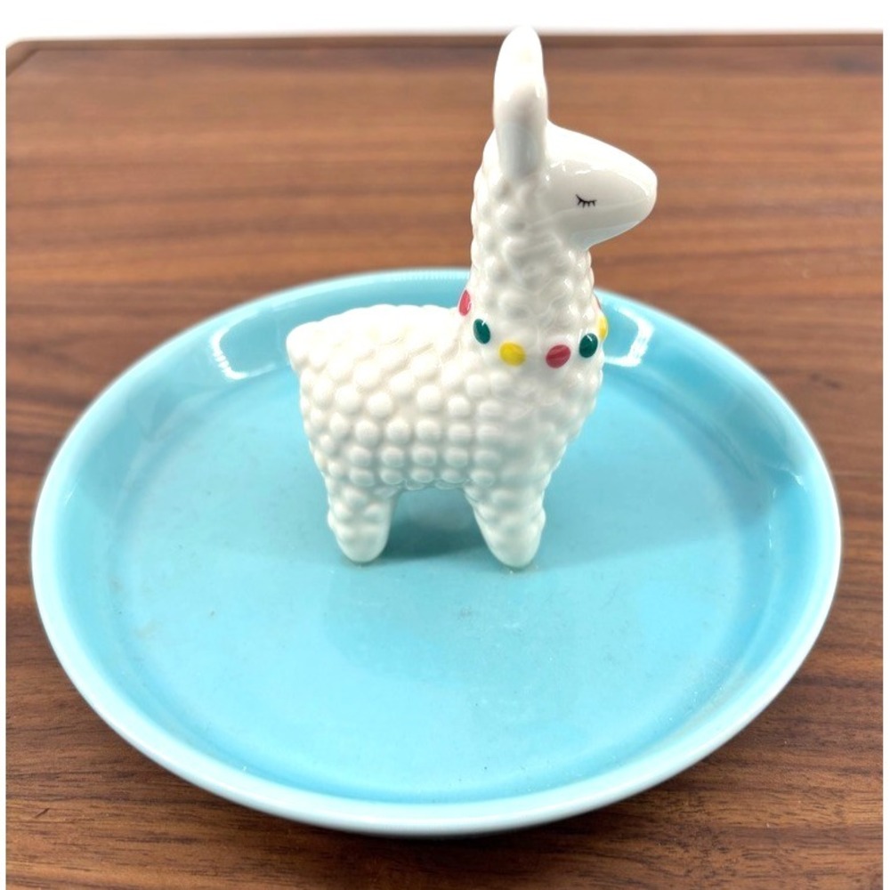 Ceramic Llama Trinket Dish Ring Tray Turquoise Boho Southwest Eclectic Whimsical - Picture 4 of 7